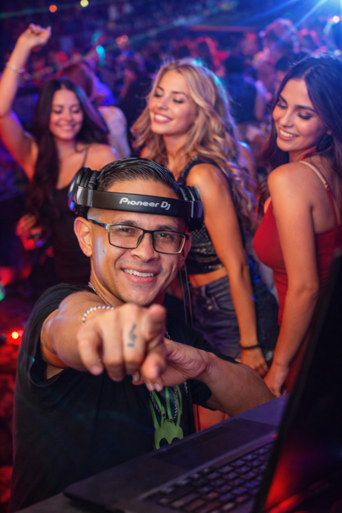 DJ en OpenMind Disco animando la fiesta nocturna en discoteca de Medellín